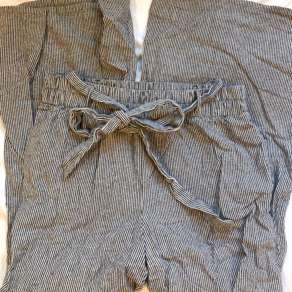 Vintage wide leg crop pants with tie waist